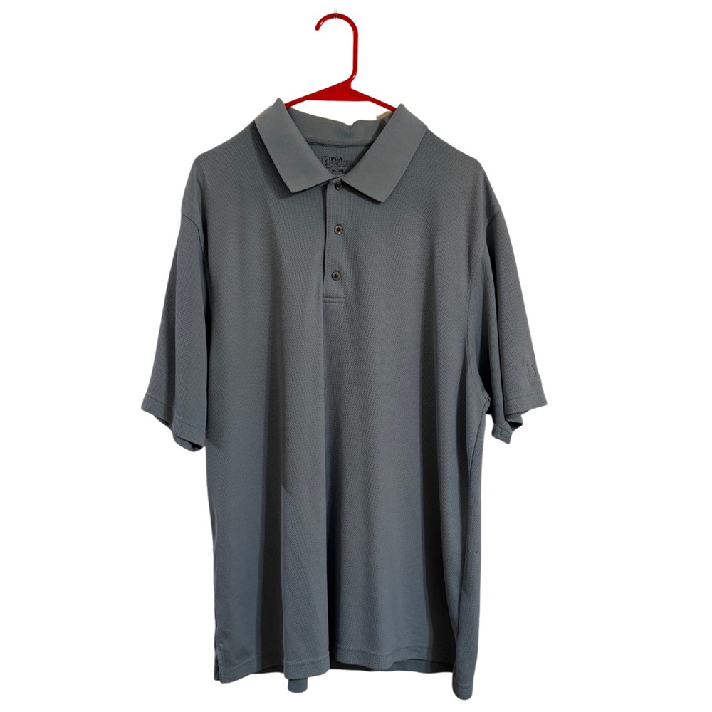 PGA Tour Gray Light Blue Golf or Dressy Performance Polo Shirt - Men’s XL